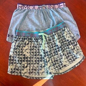 Two pair Youth XL Under Armour shorts